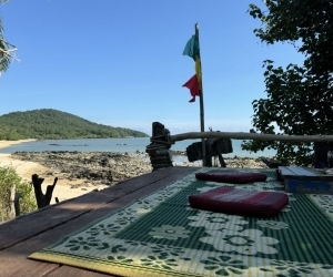 Rastafari Bar, a pure natural seaside music bar in Krabi, Thailand, with a bonfi