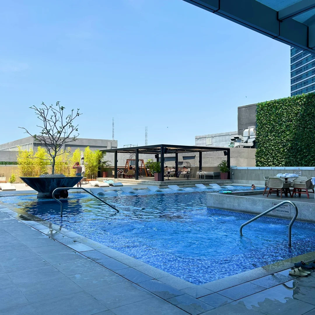 Clark/Angel City-Check-in experience at the Clark Angeles Marriott Hotel, with a spa pool and delicious breakfast