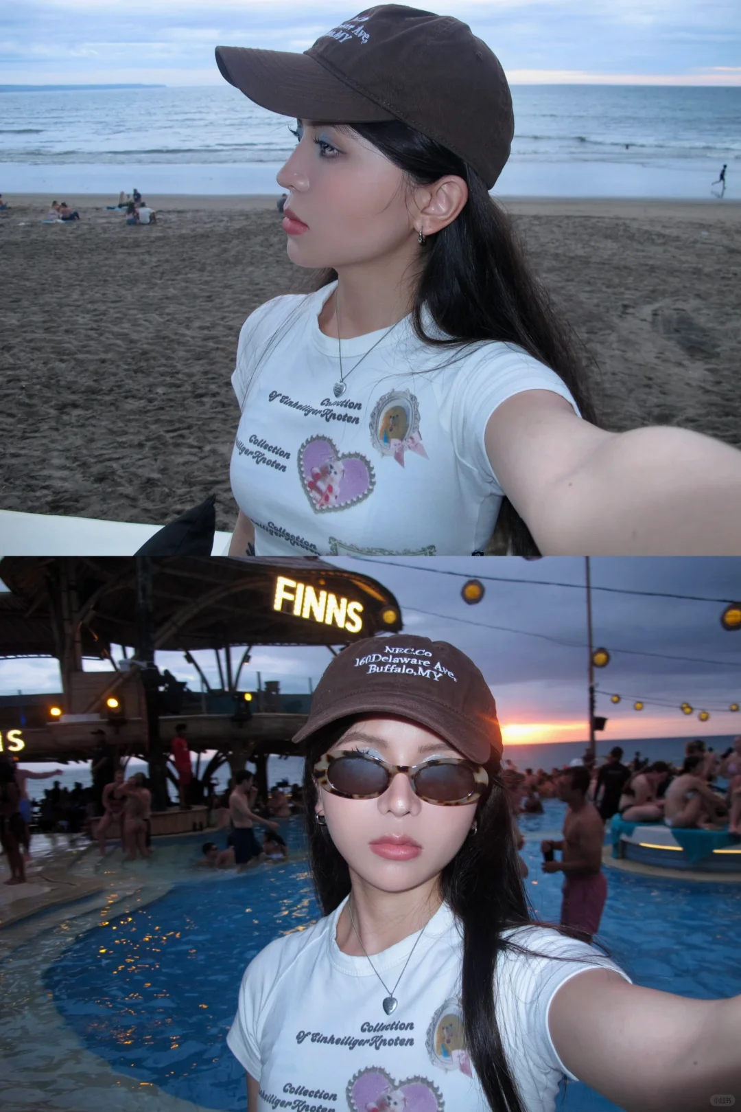 Bali-Finns Club Bali sunset pool music bar, sexy bikini beach queue