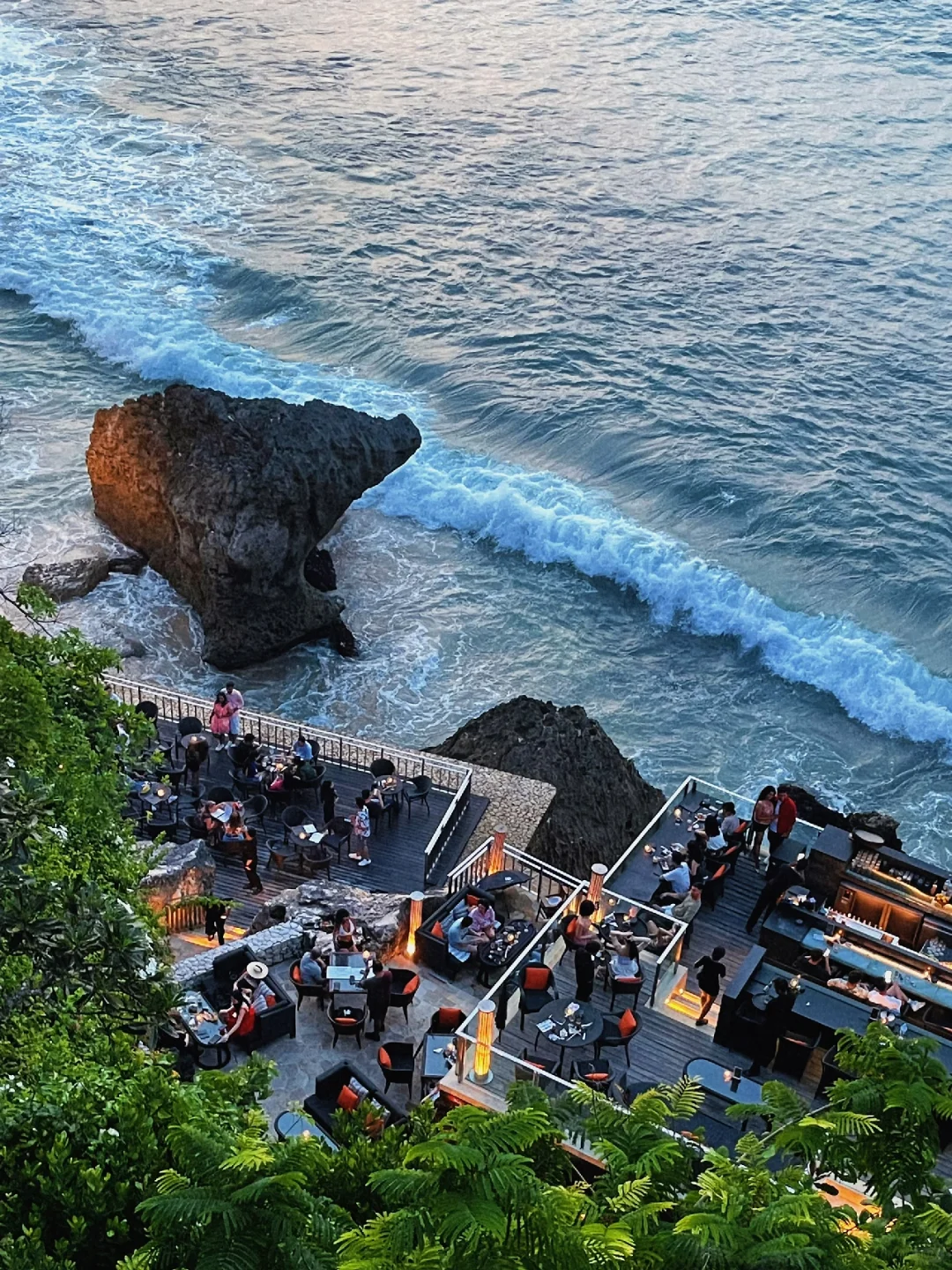 Bali-Rock Bar, one of the seaside cliff restaurants and bars, requires advance reservations