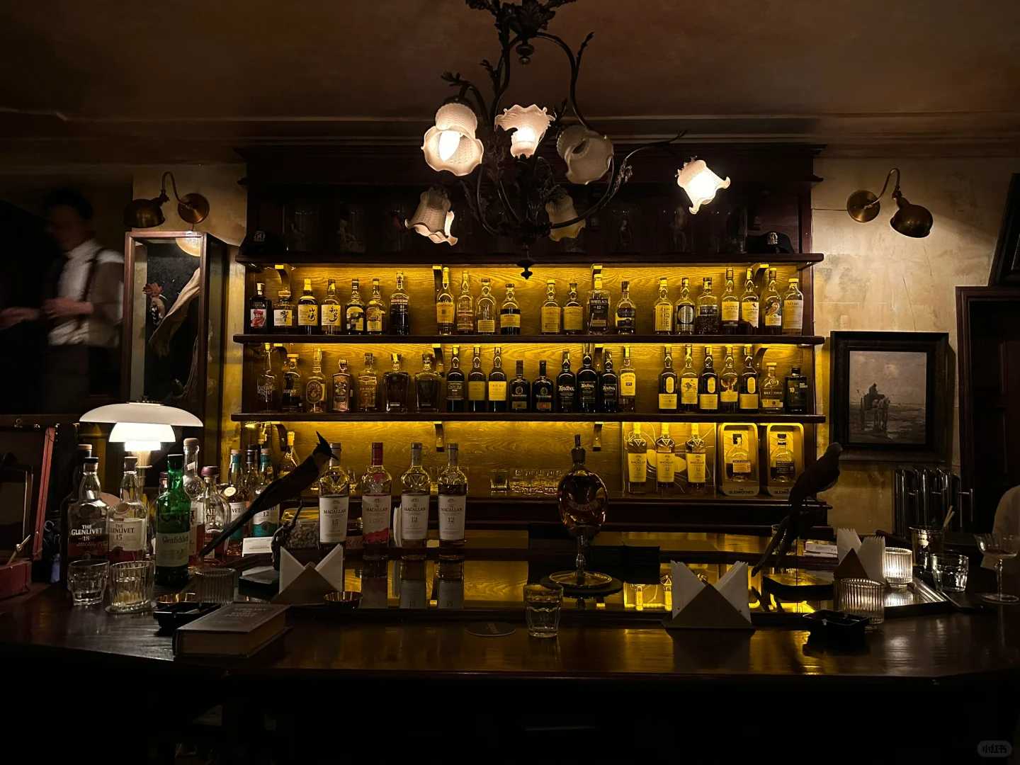 Hanoi-The Haflington cocktail bar in Hanoi, with a dinosaur skeleton hanging from the roof