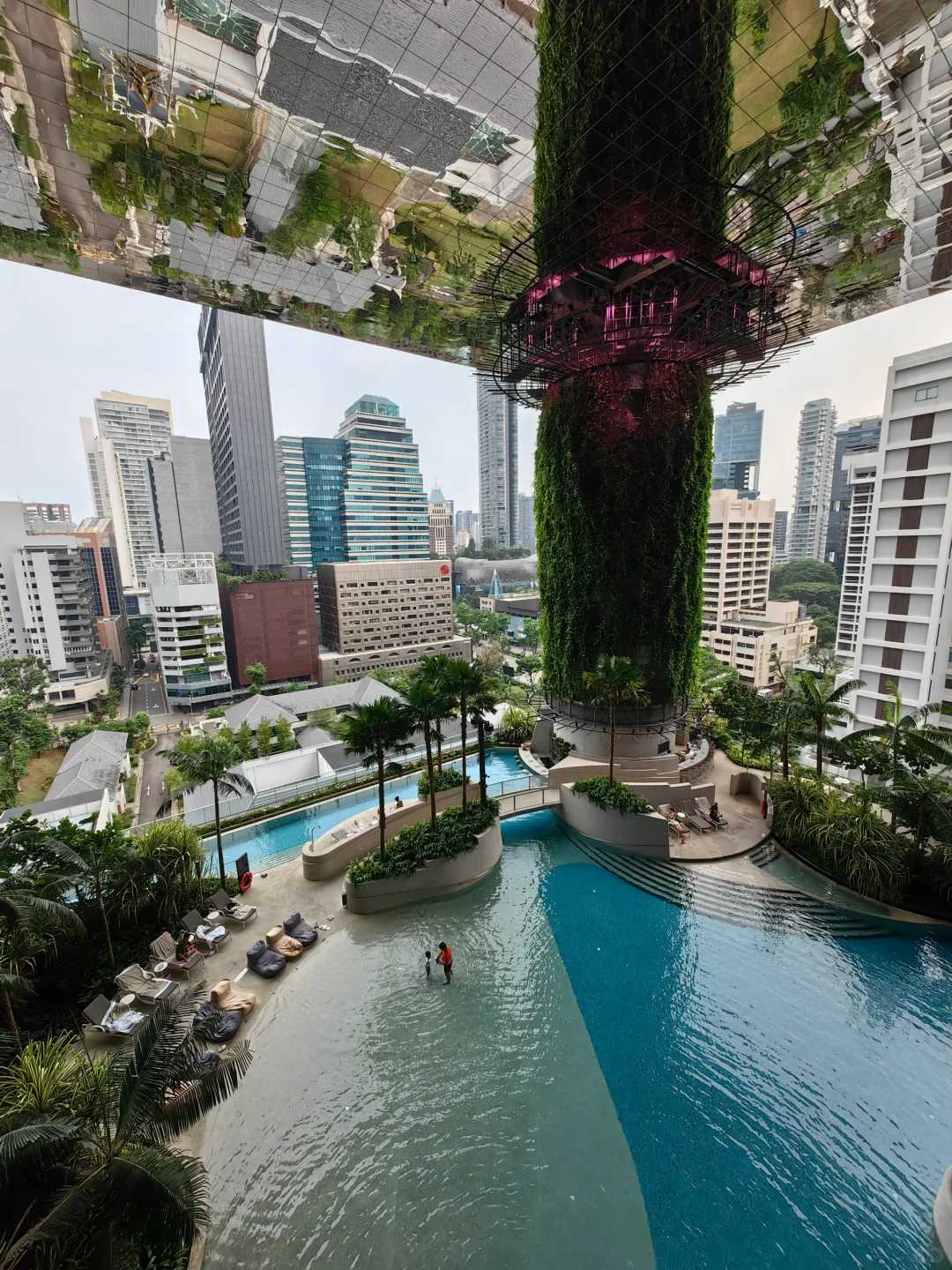 Singapore-Pan Pacific Orchard Hotel Singapore, a new luxury hotel, close up overlooking the invincible swimming pool