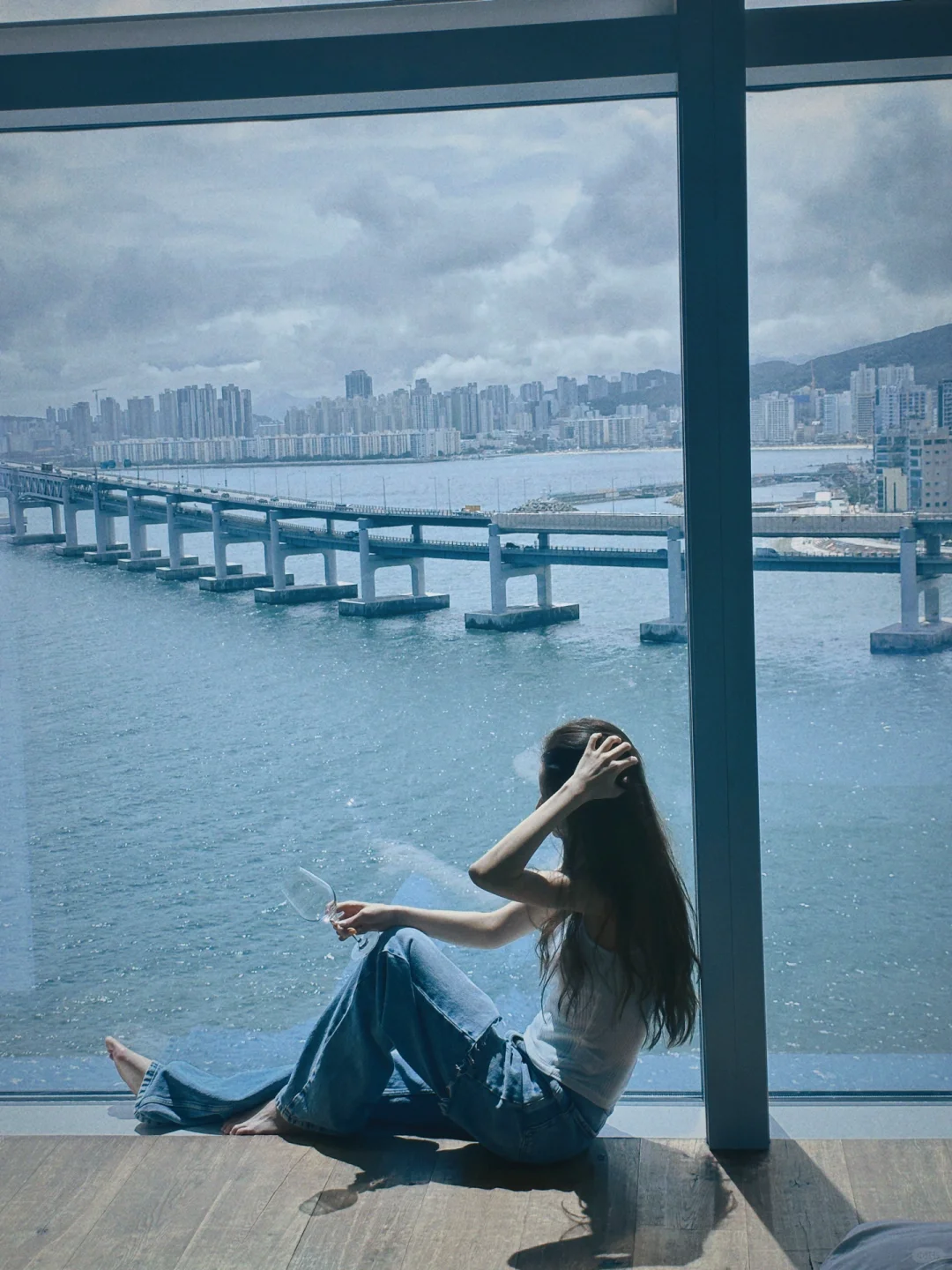 Busan/Jeju-Park Hyatt Hotel in Busan?, South Korea, with a view of the Gwangan Bridge