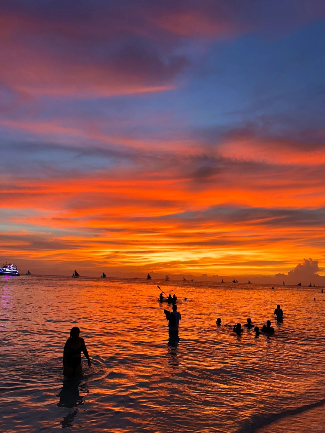 Boracay-The beautiful sunset at the beach in Boracay at 5 pm. No filter is needed to enjoy the red sunset