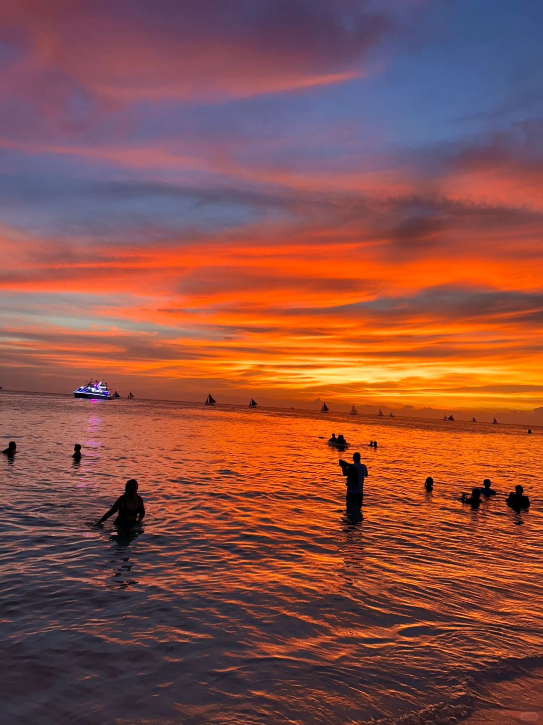 Boracay-The beautiful sunset at the beach in Boracay at 5 pm. No filter is needed to enjoy the red sunset
