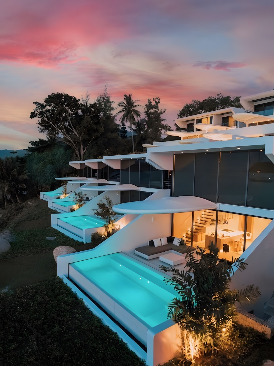 Phuket-Kata Rocks Resort Hotel, a modern bedroom with a terrace with a private infinity pool