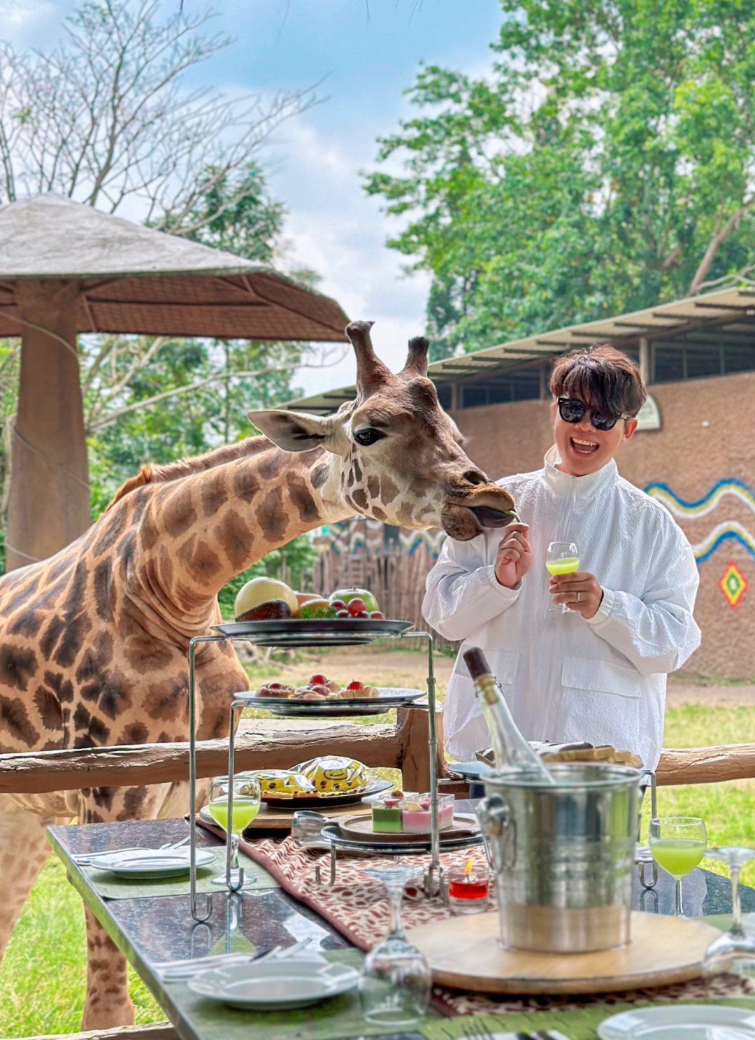 Jakarta-Dine With Giraffe in Jakarta, Indonesia, ??share a dreamy afternoon tea with giraffes
