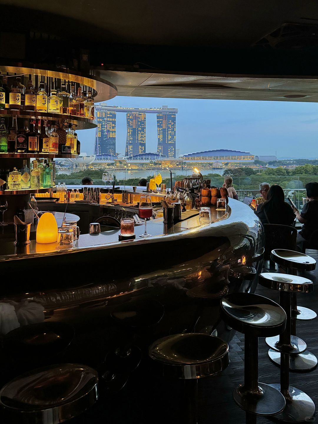 Singapore-Smoke & Mirrors, a rooftop bar on the National Gallary overlooking Singapore's night scene