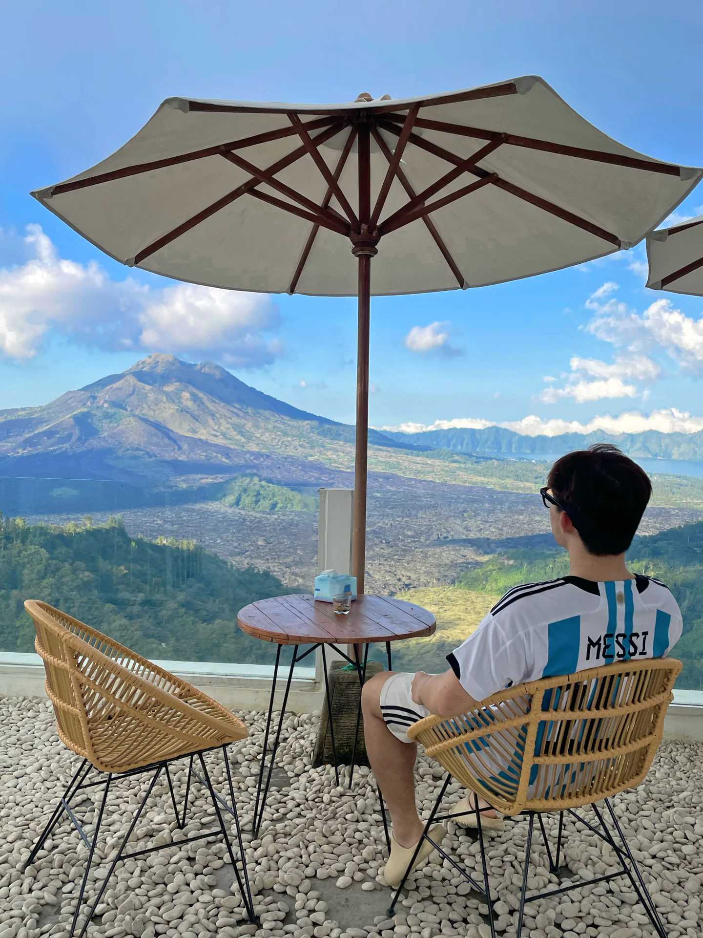 Bali-Ritatkala and Attalas cafes in Batur Mountain,? Bali, facing Batur Mountain