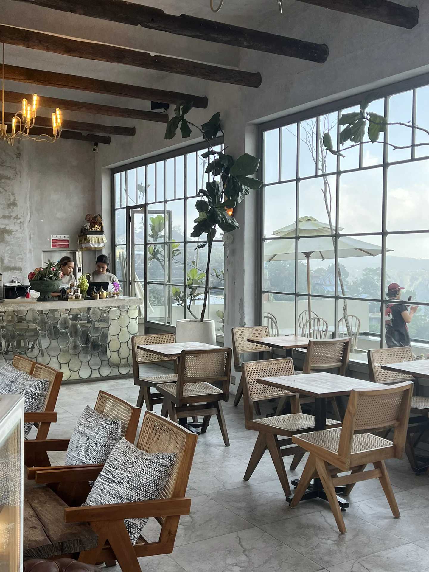 Bali-Ritatkala and Attalas cafes in Batur Mountain,? Bali, facing Batur Mountain