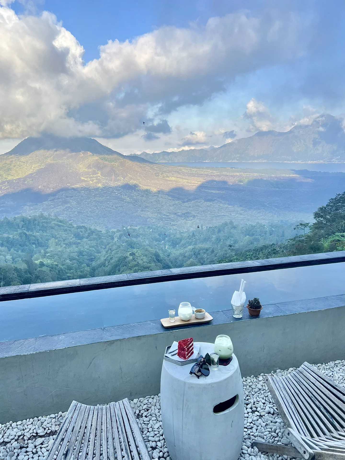 Bali-Ritatkala and Attalas cafes in Batur Mountain,? Bali, facing Batur Mountain