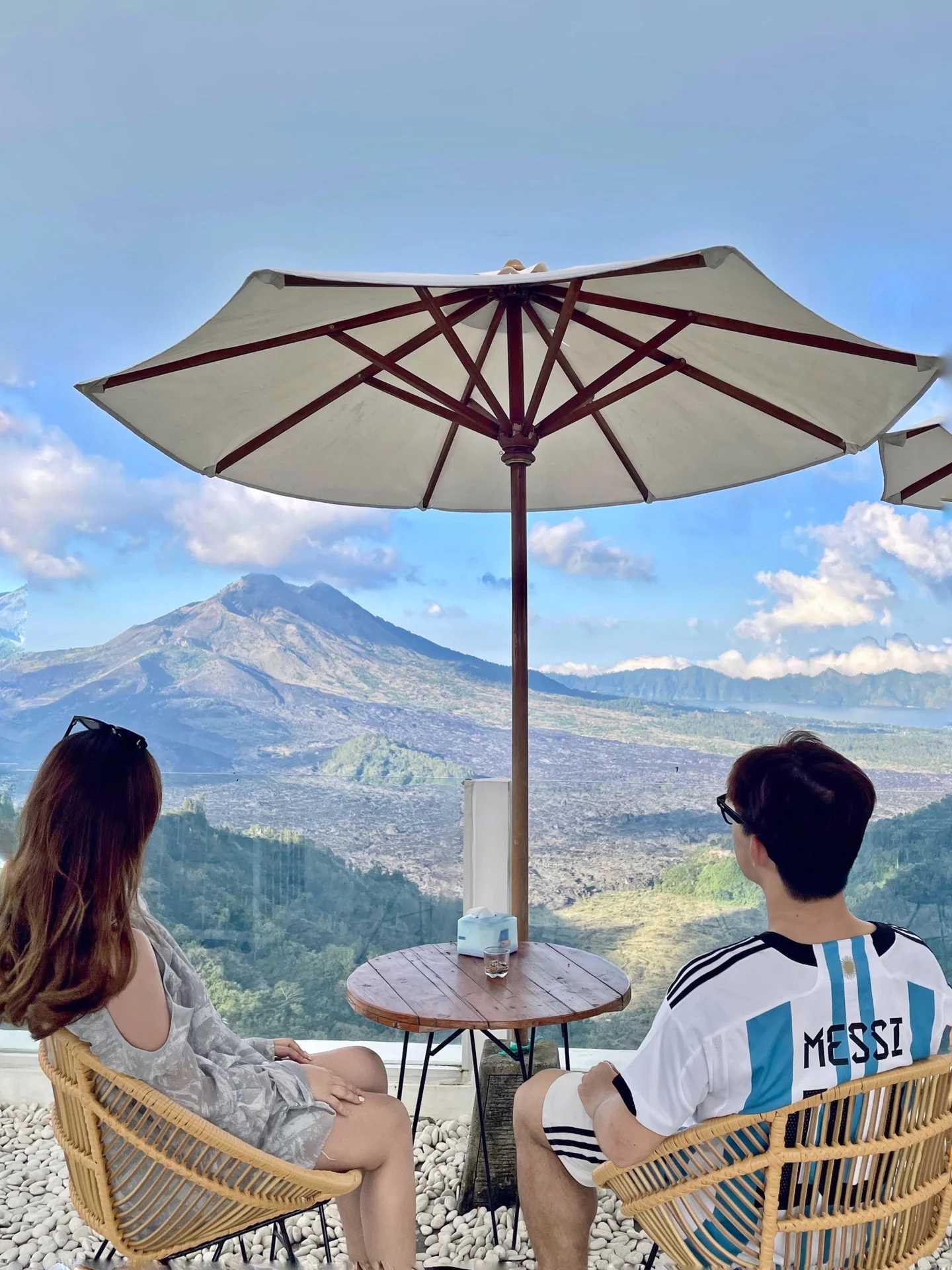 Bali-Ritatkala and Attalas cafes in Batur Mountain,? Bali, facing Batur Mountain