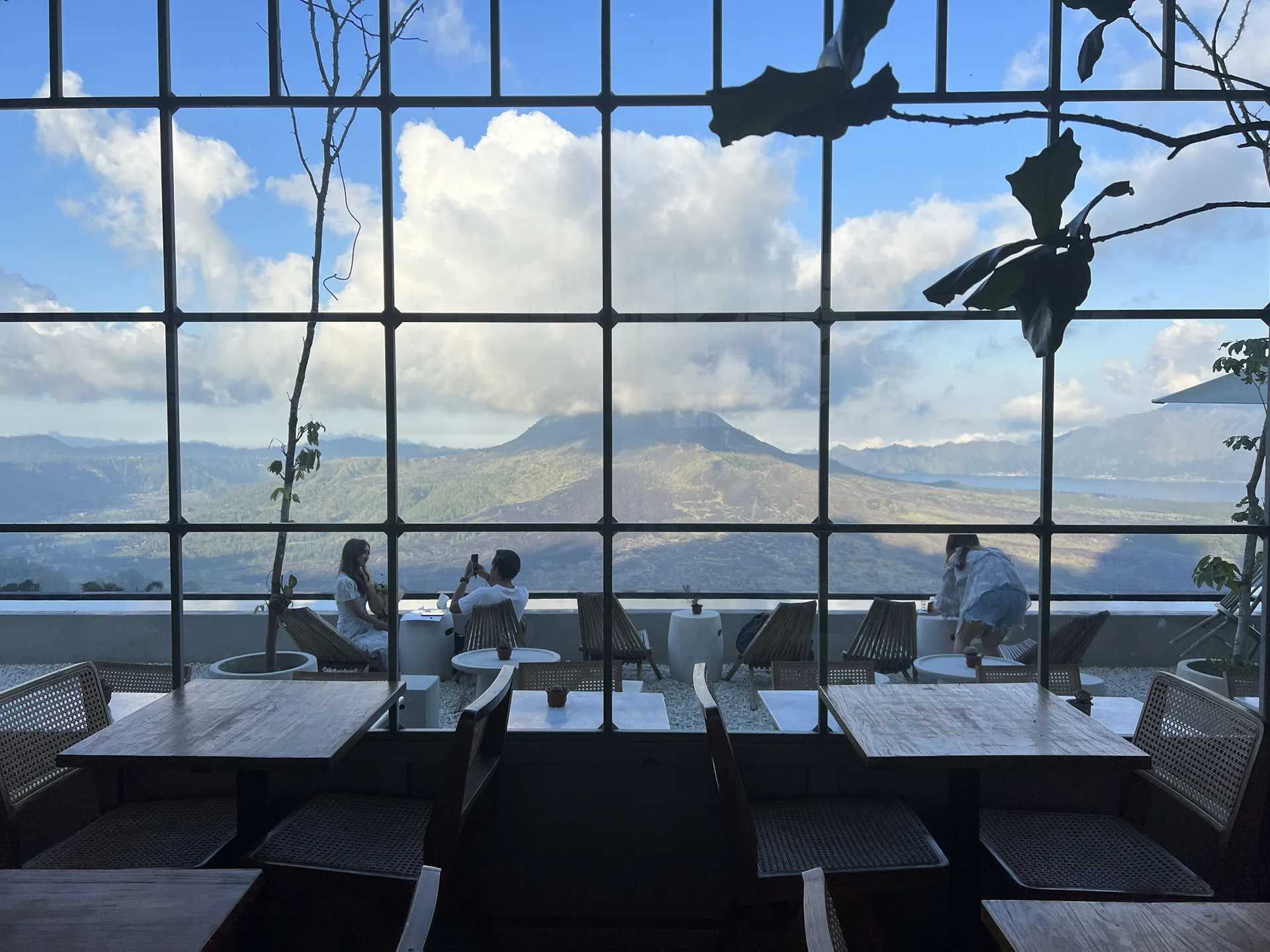 Bali-Ritatkala and Attalas cafes in Batur Mountain,? Bali, facing Batur Mountain