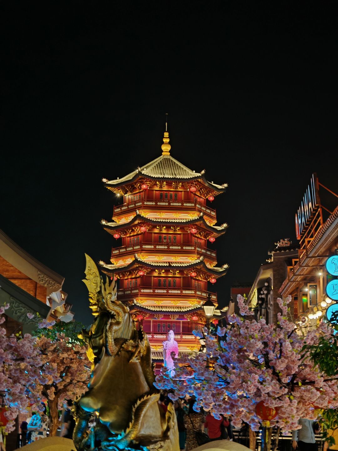 Jakarta-PIK, Chinatown in Jakarta, Indonesia, the coastal pedestrian street very beautifully decorated