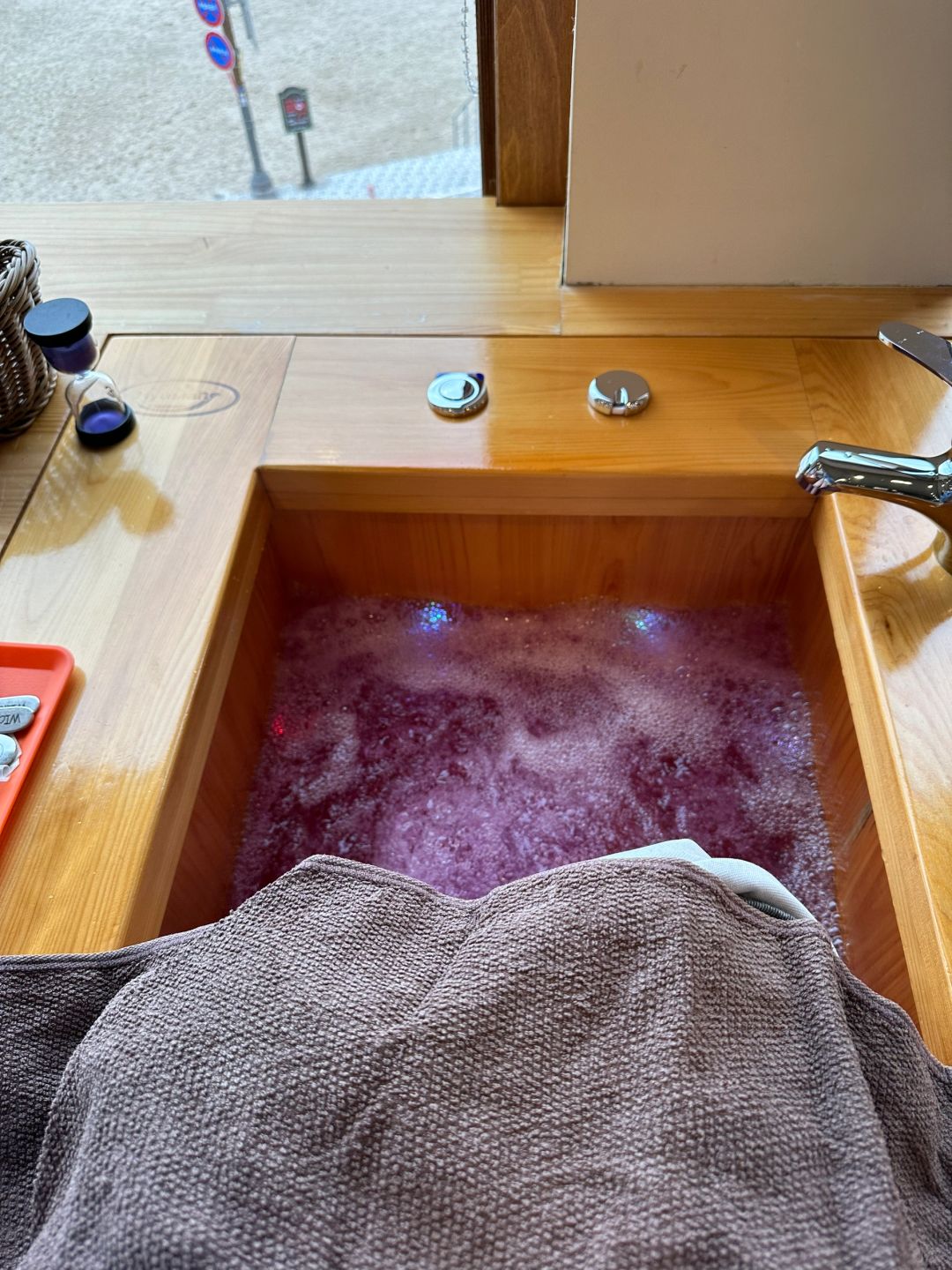 Busan/Jeju-Foot Bath Cafe View in Baeksand Cultural Village, Busan, South Korea, the scenery is very beautiful