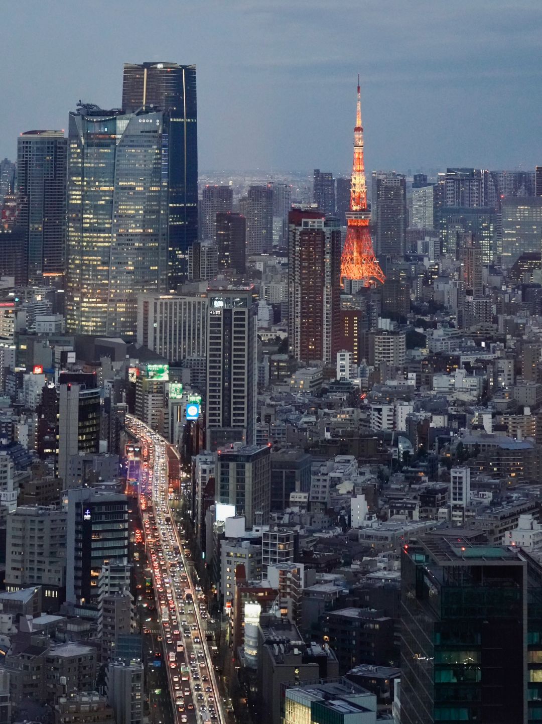 Tokyo-Comparison of night views of Tokyo, Japan.? Azabudai Hills VS Shibuya Sky