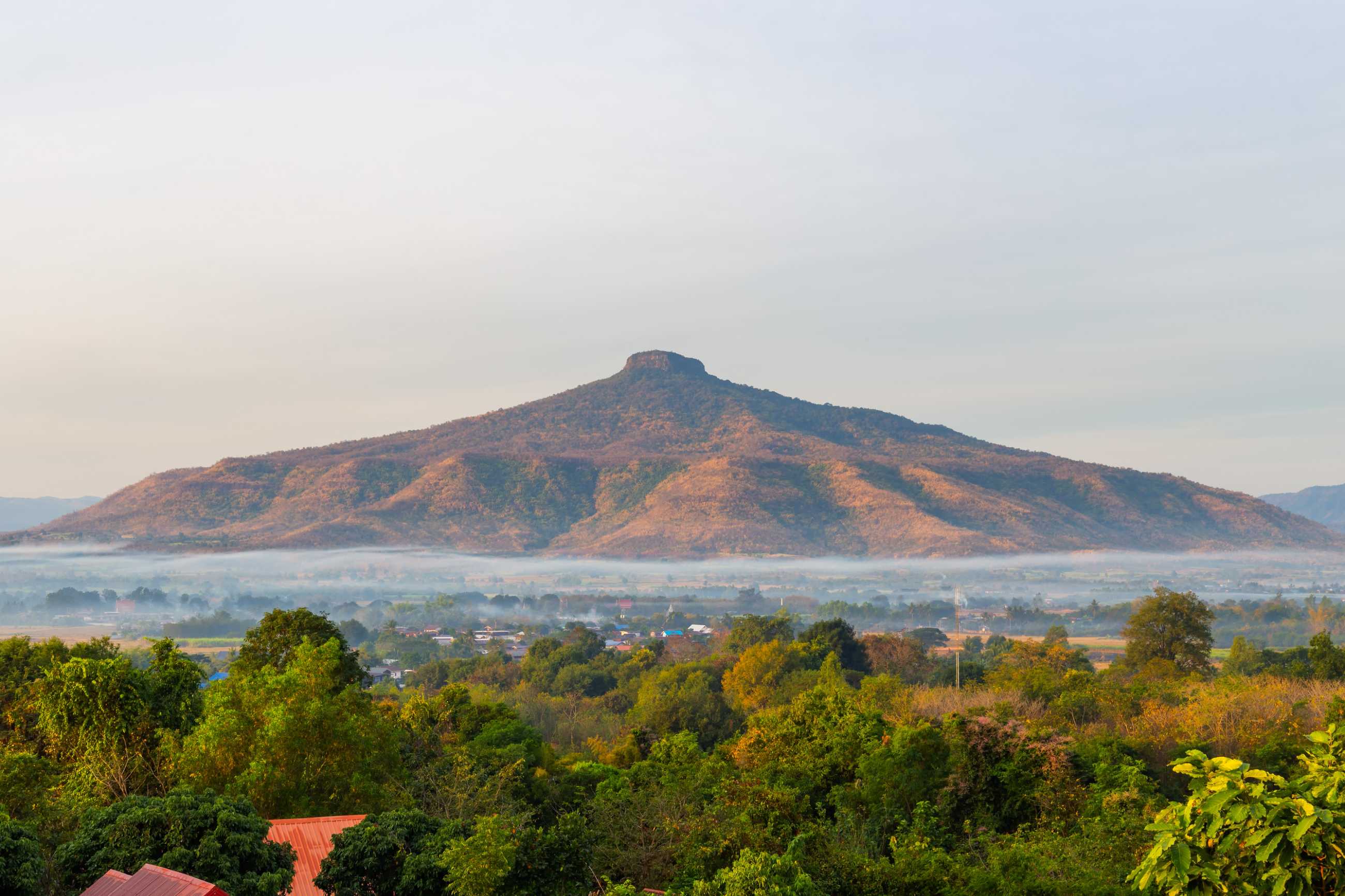 Bangkok-Phu Luang, a tourist destination in Loei Province, Thailand, enjoy the sea of ​​fog floating above the mountain