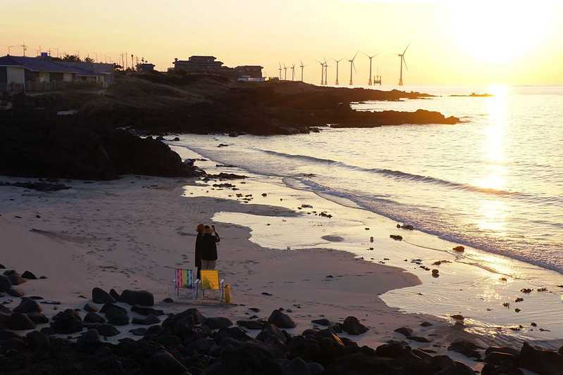 Busan/Jeju-Watching the sunset at the cactus community in Wolryeong-ri, Jeju Island, South Korea