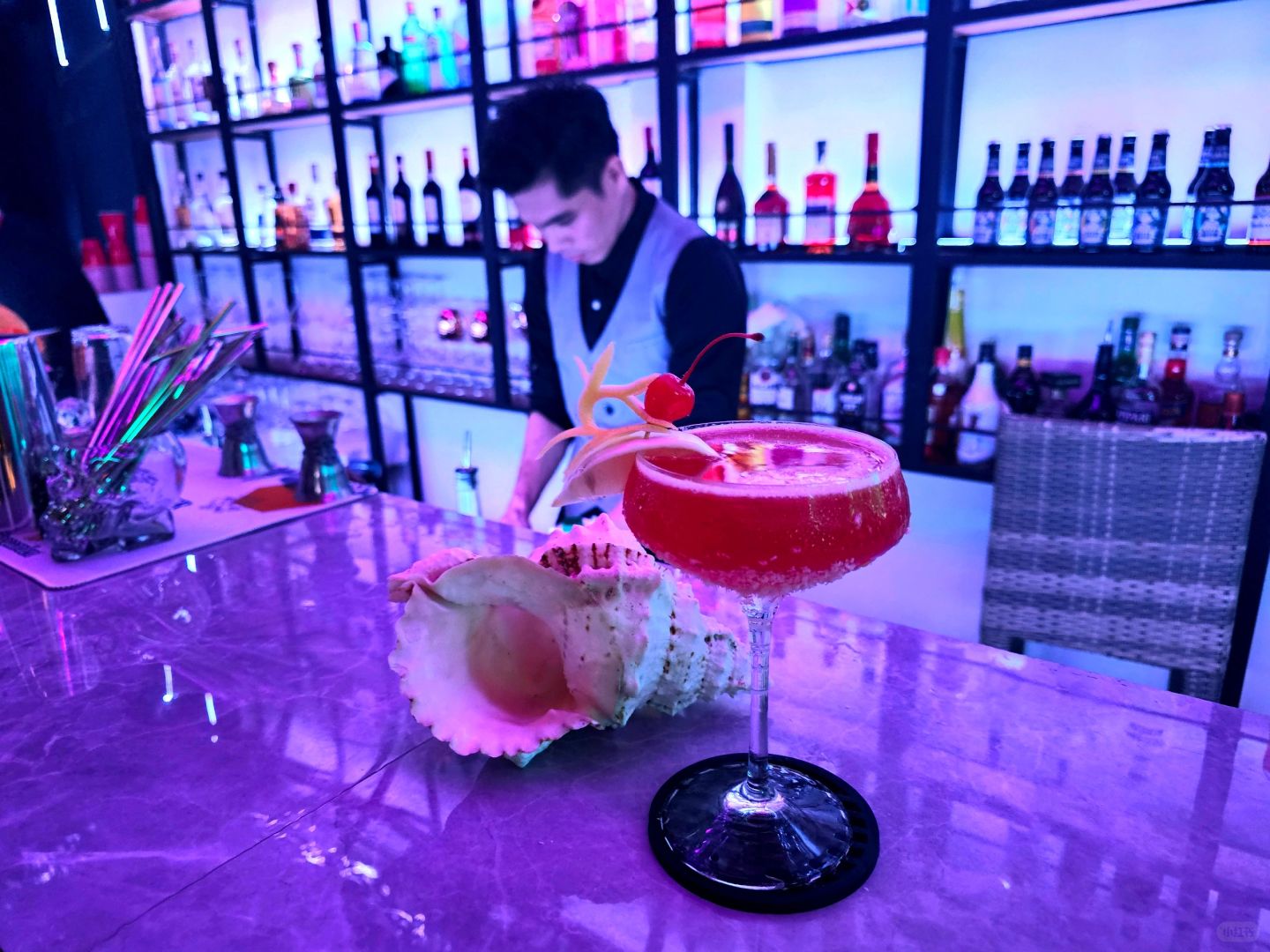 Clark/Angel City-Pisces Restaurant and Bar in Bohol, Philippines, the bartender is very handsome