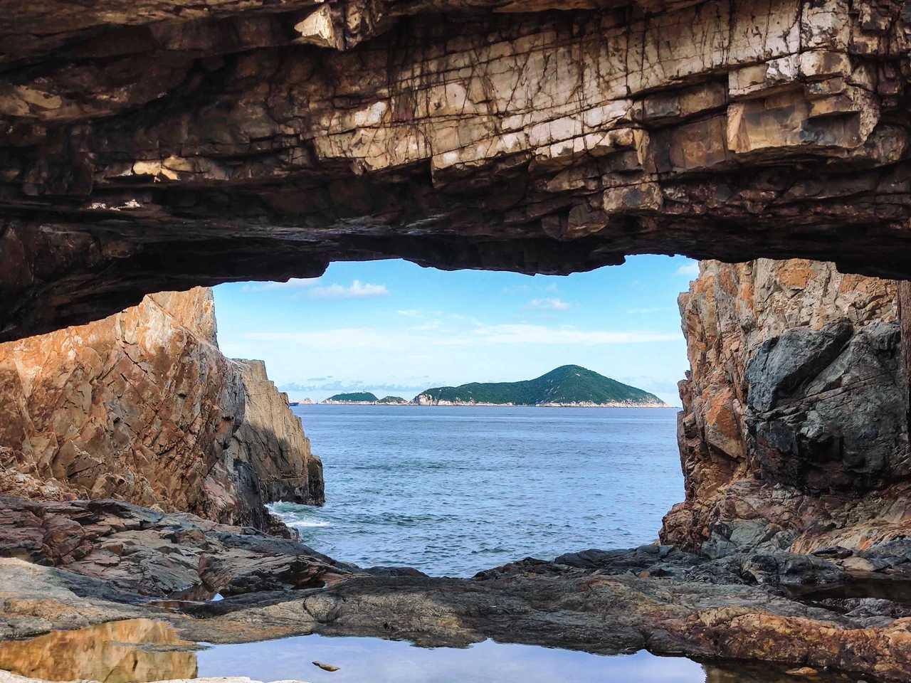 Hong kong-The beautiful coastline of Crab Cave in Shek O, Hong Kong, and the cape at the southern end of the sea