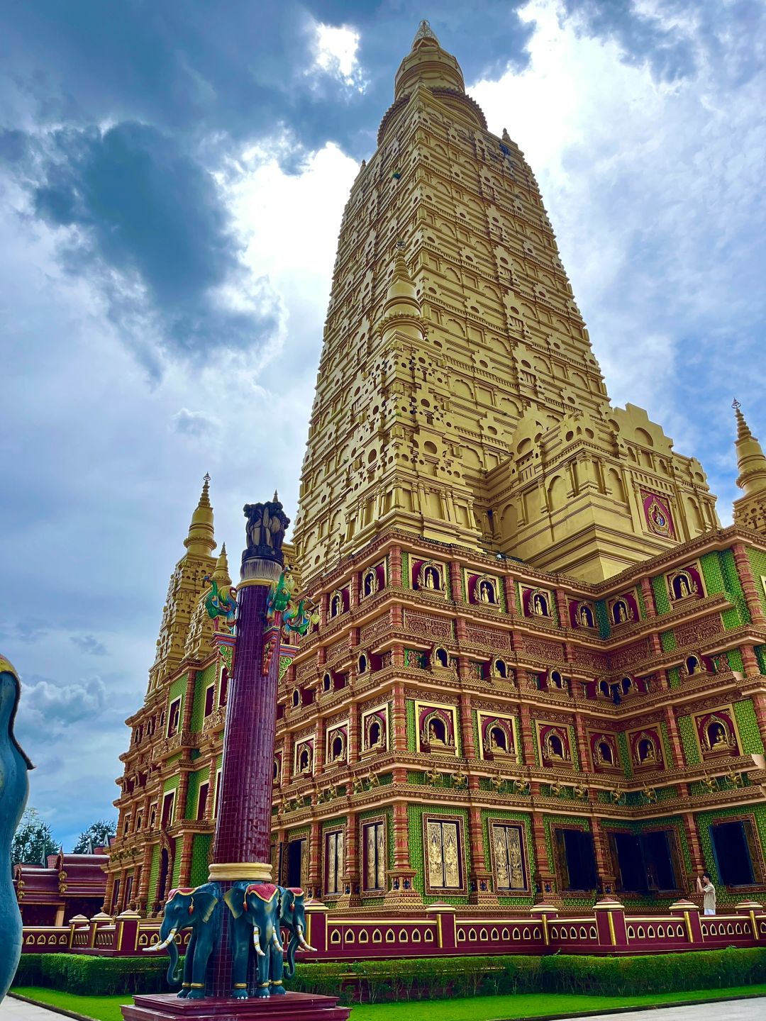 Krabi-Wat Mahathat Wachiramongkol, Krabi, Thailand, with its gleaming golden pagoda
