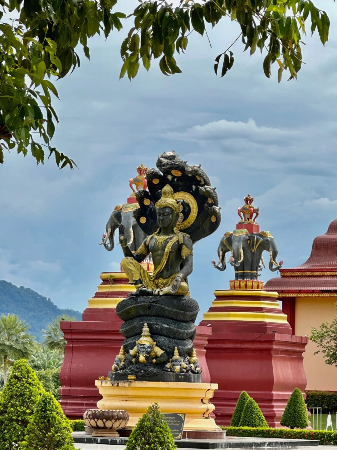 Krabi-Wat Mahathat Wachiramongkol, Krabi, Thailand, with its gleaming golden pagoda