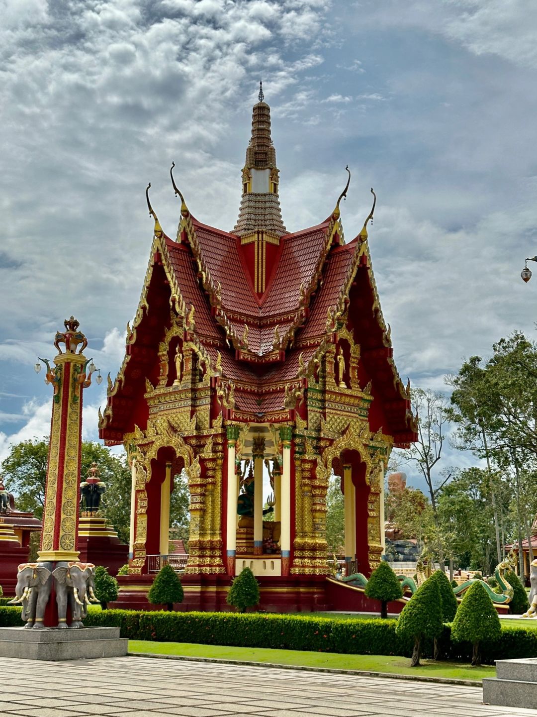 Krabi-Wat Mahathat Wachiramongkol, Krabi, Thailand, with its gleaming golden pagoda