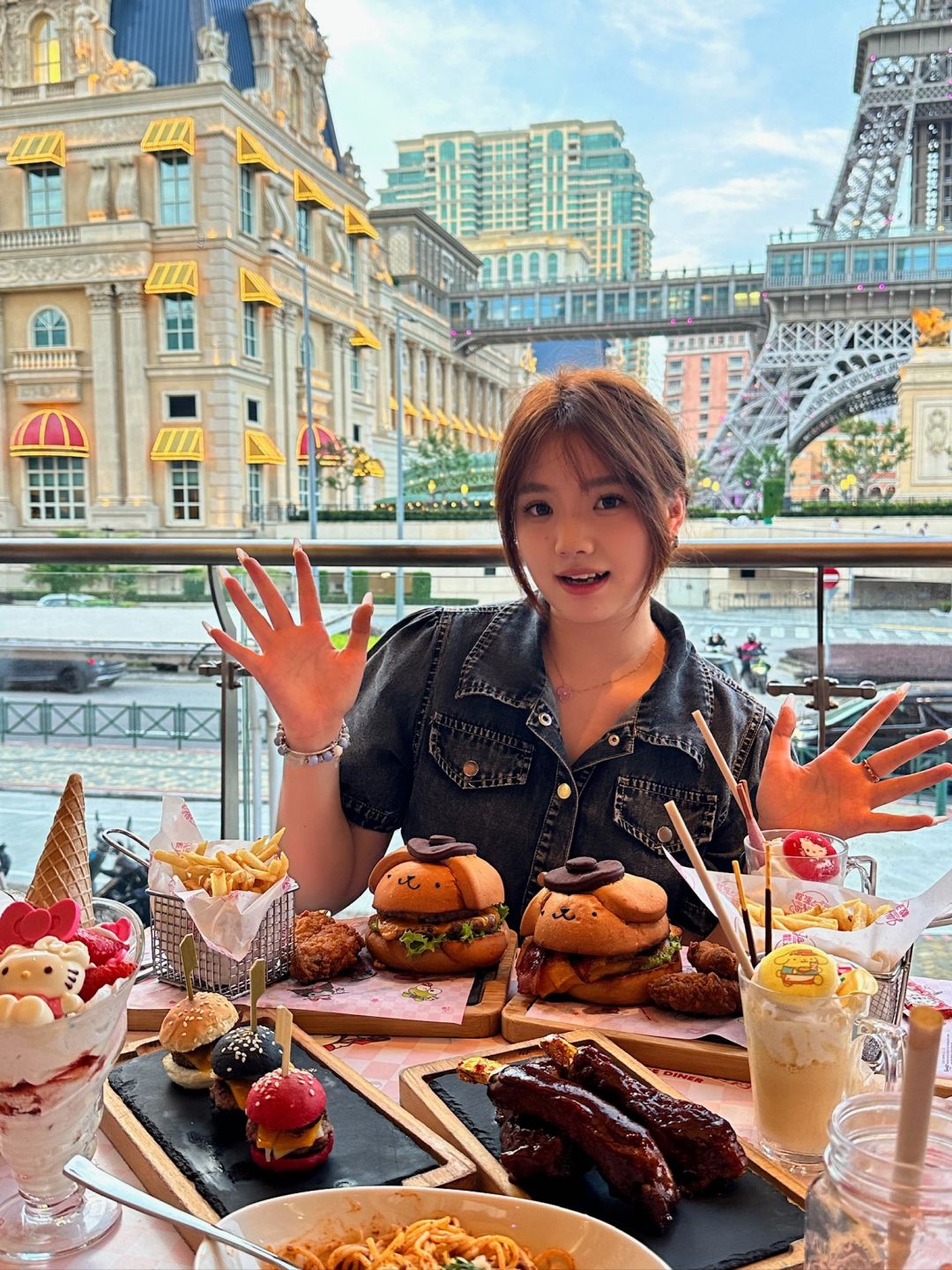 Macao-Joyride, a Hello Kitty-style restaurant in Macau, opposite the Parisian Tower in Studio City