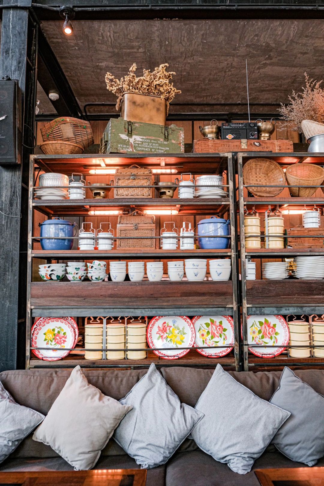 Hua Hin-Air Space, warehouse-style coffee shop in Hua Hin, has a leather world map made in 1903