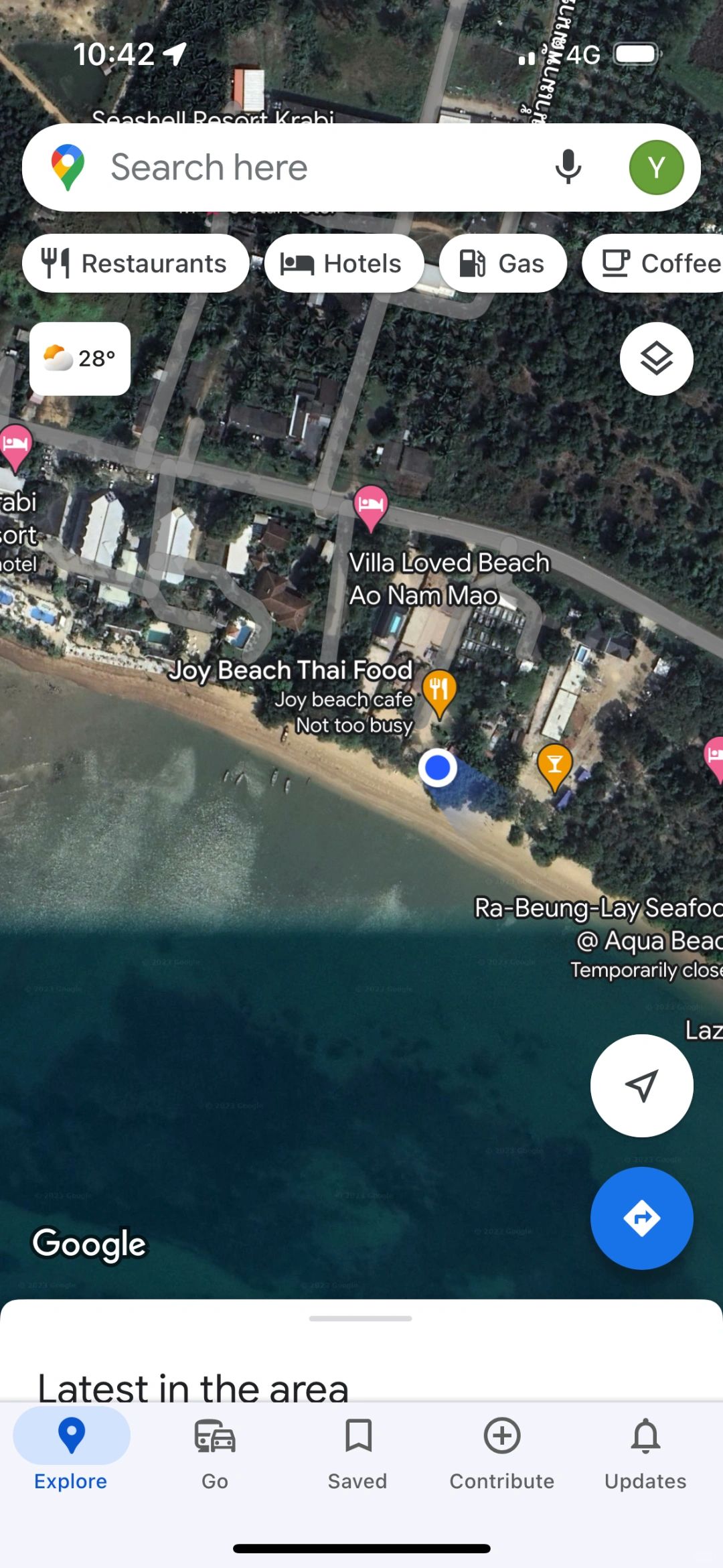 Krabi-Joy Beach Cafe, an open-air restaurant/bar next to the beach in Ao Nang, Krabi, Thailand
