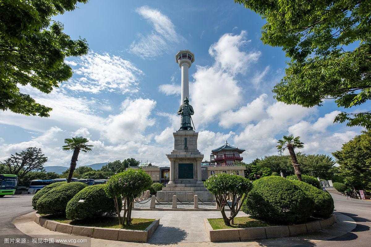 Busan/Jeju-Busan Yongdusan Park, overlooking the entire city and nearby ocean scenery