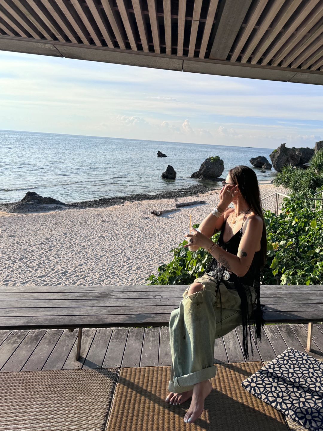 Okinawa-BANTA CAFE 星野リゾート バンタカフェ, Japan's largest seaside coffee shop, Endless sea