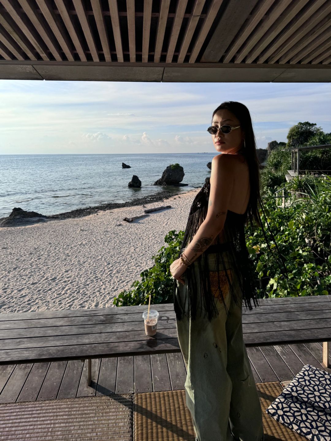 Okinawa-BANTA CAFE 星野リゾート バンタカフェ, Japan's largest seaside coffee shop, Endless sea