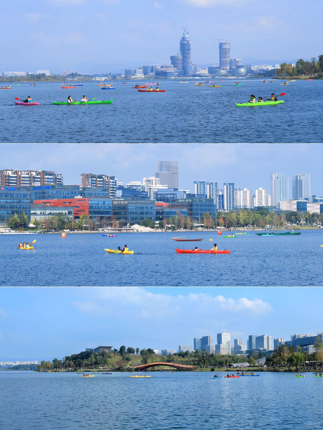 Chengdu/Chongqing-Xinglong Lake Park in Chengdu has beautiful greenways and scenic views along the way!