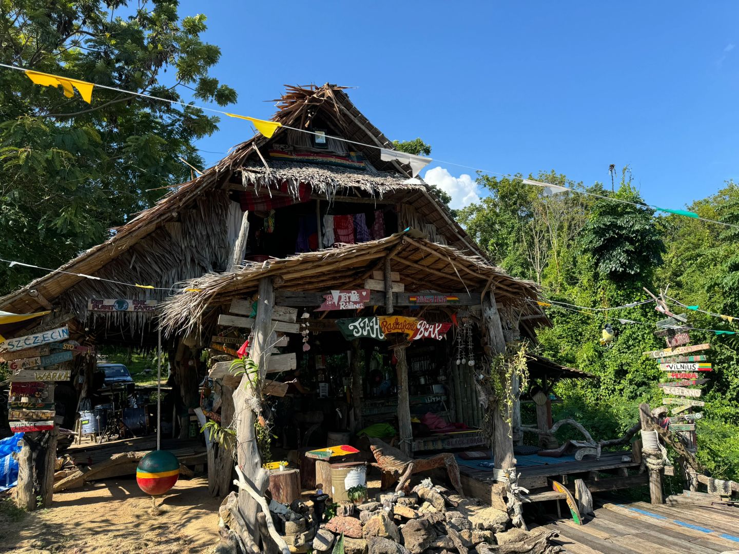 Krabi-Rastafari Bar, a pure natural seaside music bar in Krabi, Thailand, with a bonfire party