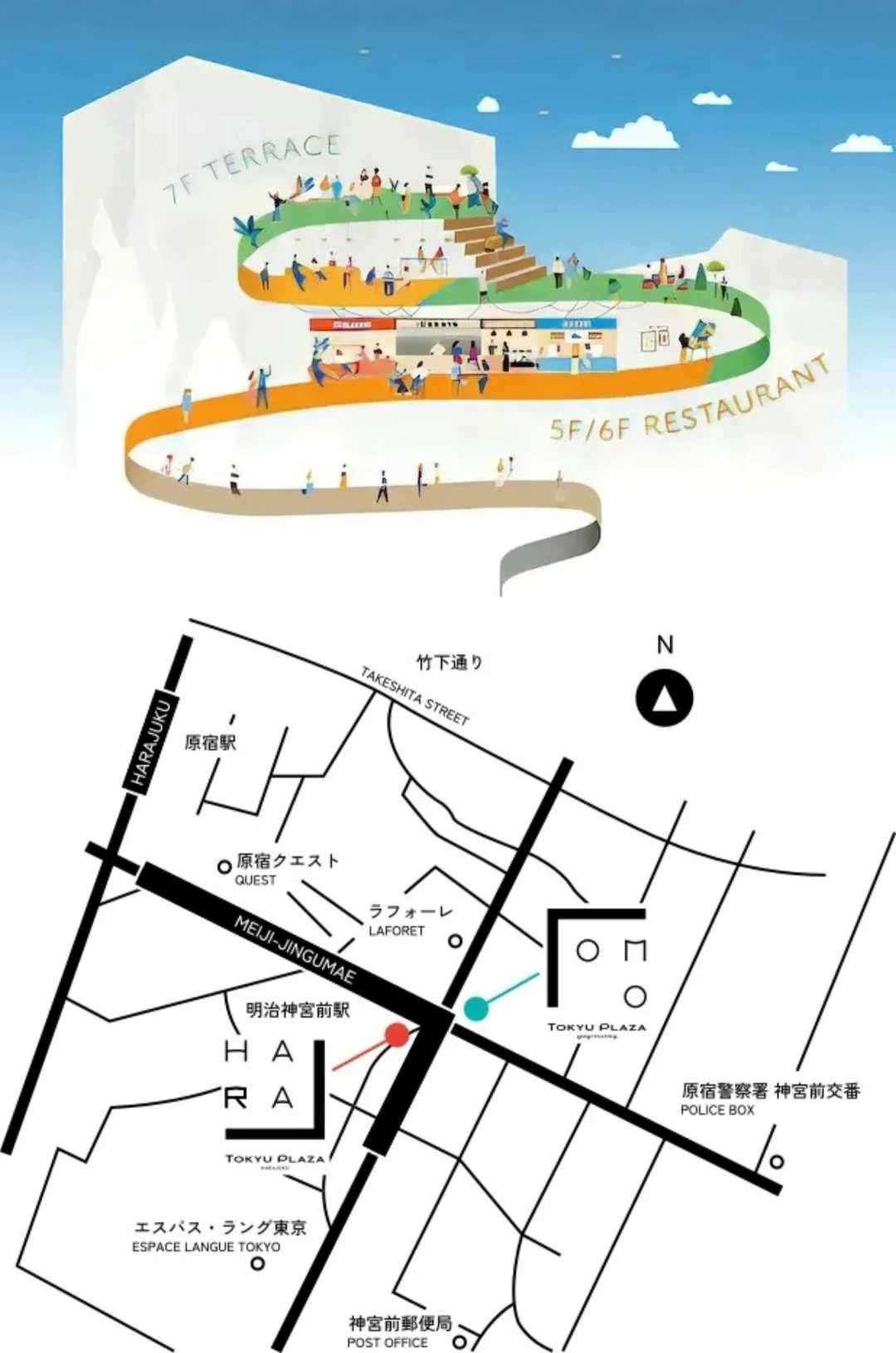 Tokyo-Harakado, Shopping mall with 9 floors above ground and 3 floors underground, in Harajuku, Japan