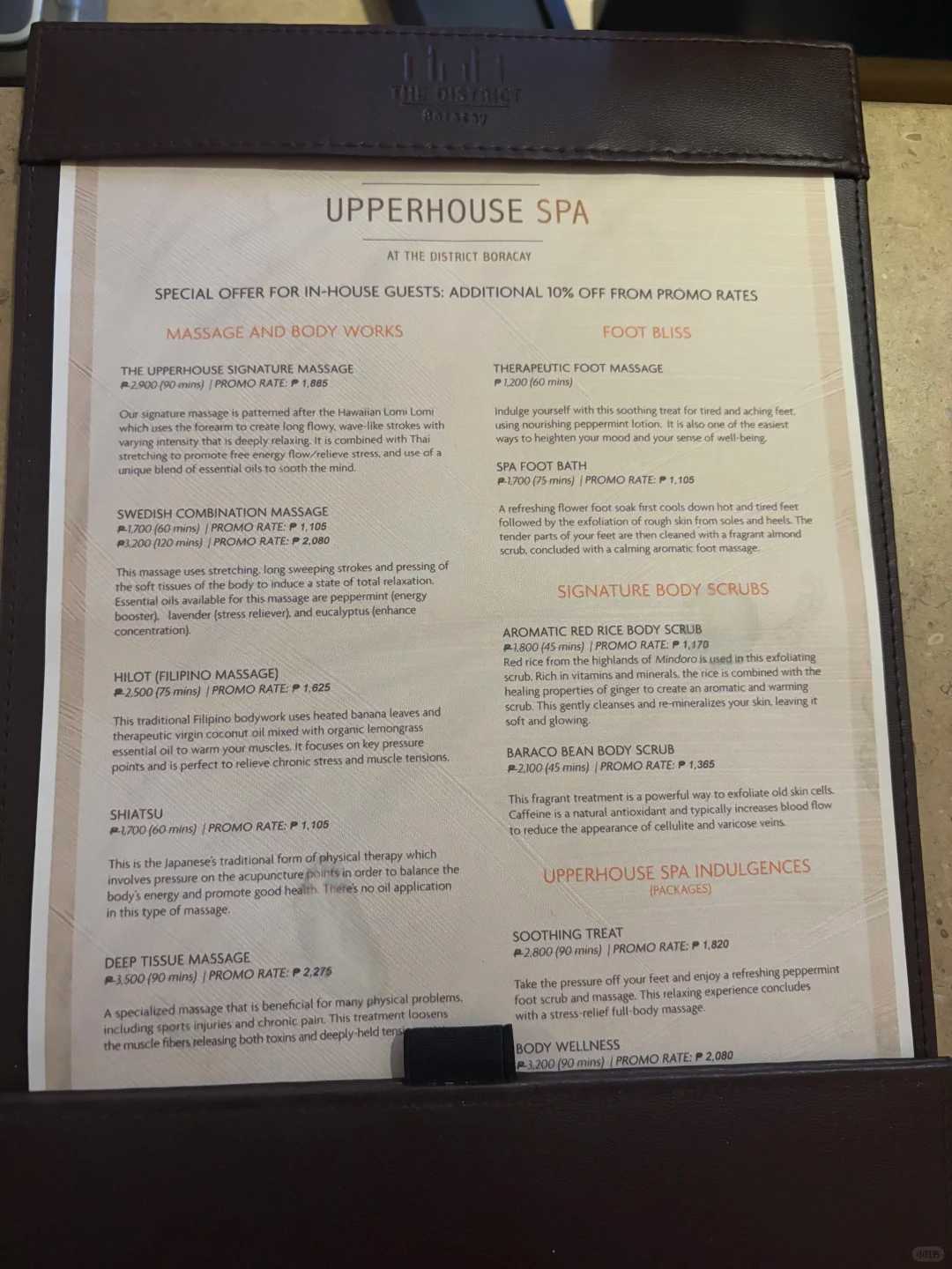 Boracay-Upperhouse Spa in Boracay, Philippines, in The District Boracay Hotel, the technicians are very strong
