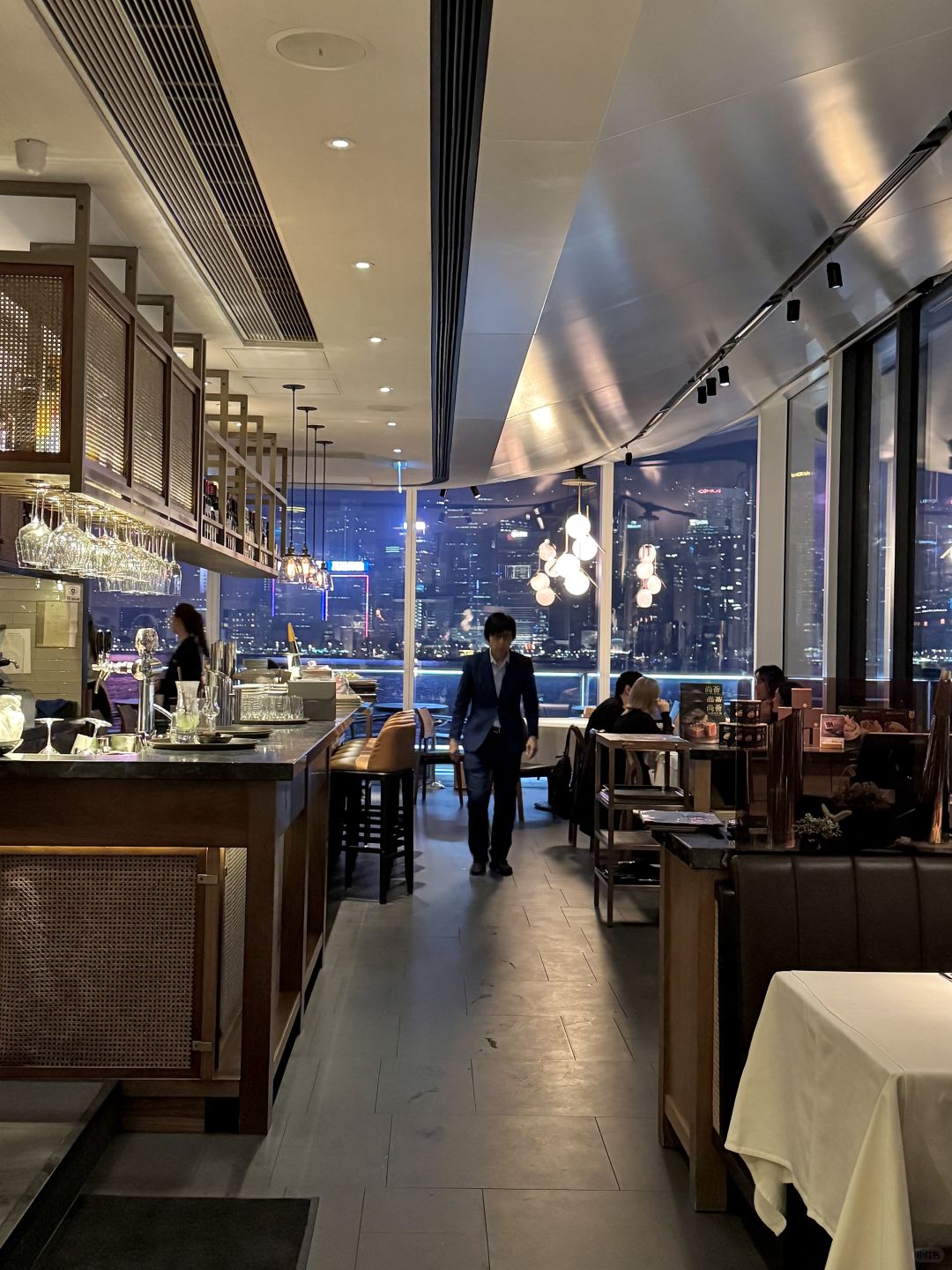 Hong kong-Paper Moon Restaurant in Tsim Sha Tsui, with floor-to-ceiling windows overlooking the Victoria Harbour