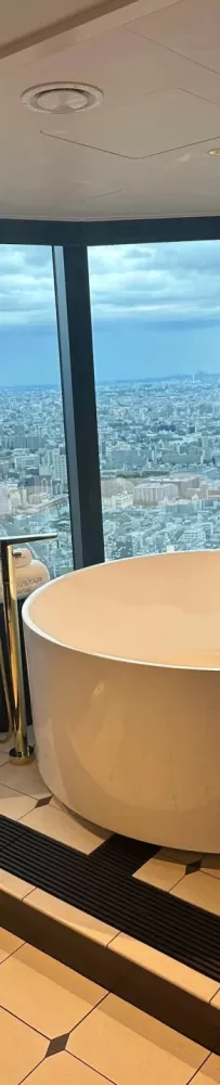 Pan Pacific Tokyo White Star Hotel, Tokyo, Japan, high-altitude floor-to-ceiling window bathtub room