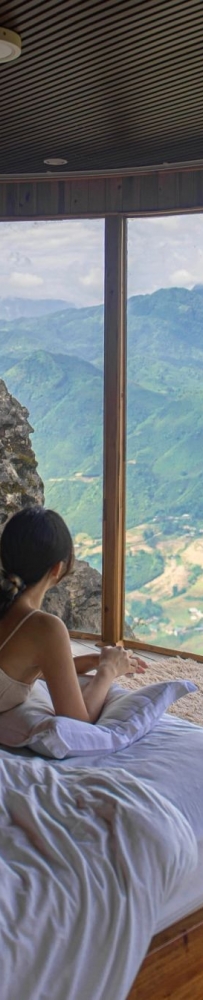 Rock garden homestay Roundhouse B&B in Sapa, Vietnam. Sleeping in the natural forest