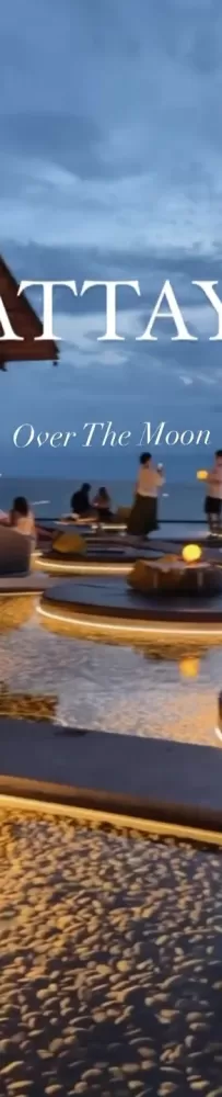 Pattaya beach, the most beautiful sunset restaurant Over The Moon Sky Lounge