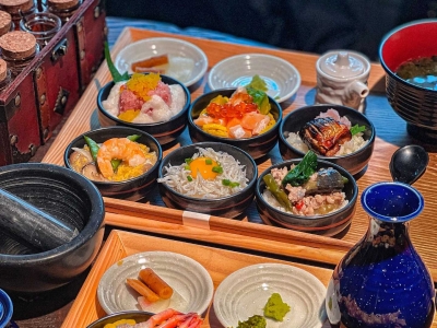UOHIDE Sakura Hill restaurant in Shibuya, Tokyo, recommended mini seafood rice bowl